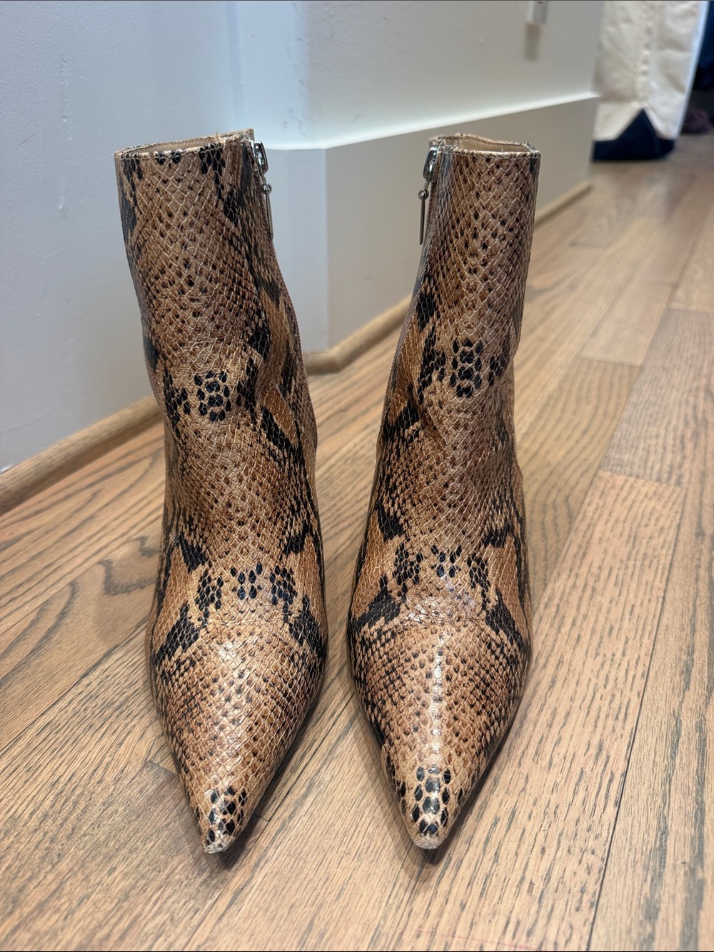 Schultz Snake-Print Pointed Toe Ankle Boots - Brown